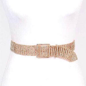Gold or Silver Rhinestone Chain Statement Belt